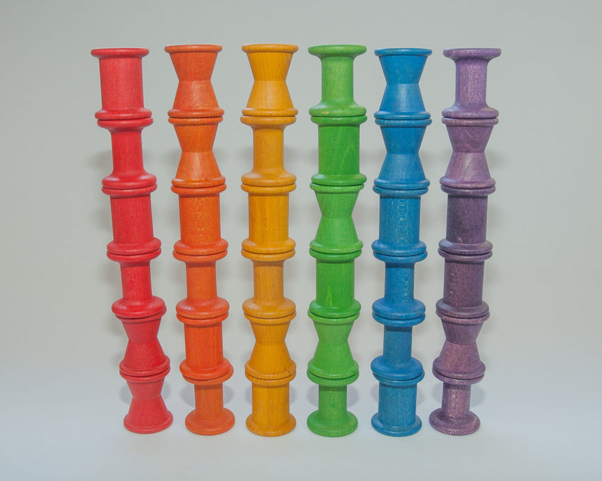 Wooden Toys Grapat Coloured Spools 36 Pieces