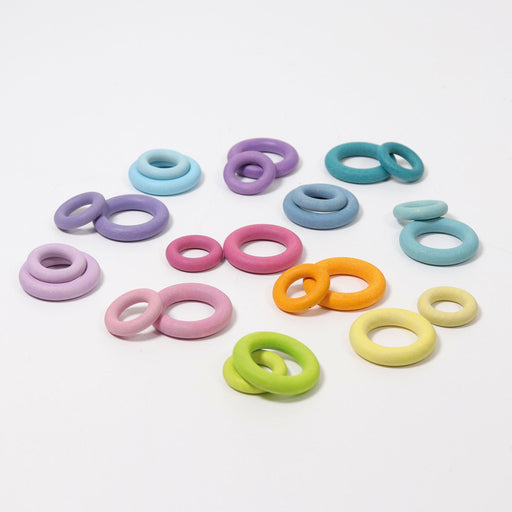 Grimm's Building Rings Pastel - Loose Parts Play - Toypark