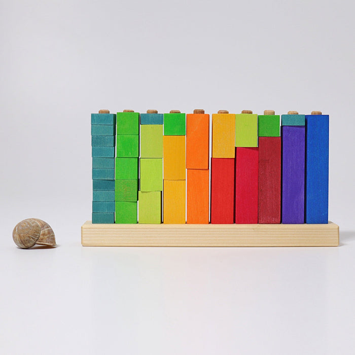 Easy Build Bricks Count Number Stack Grimm's Counting Stack | Wooden Rainbow | Toypark Australia