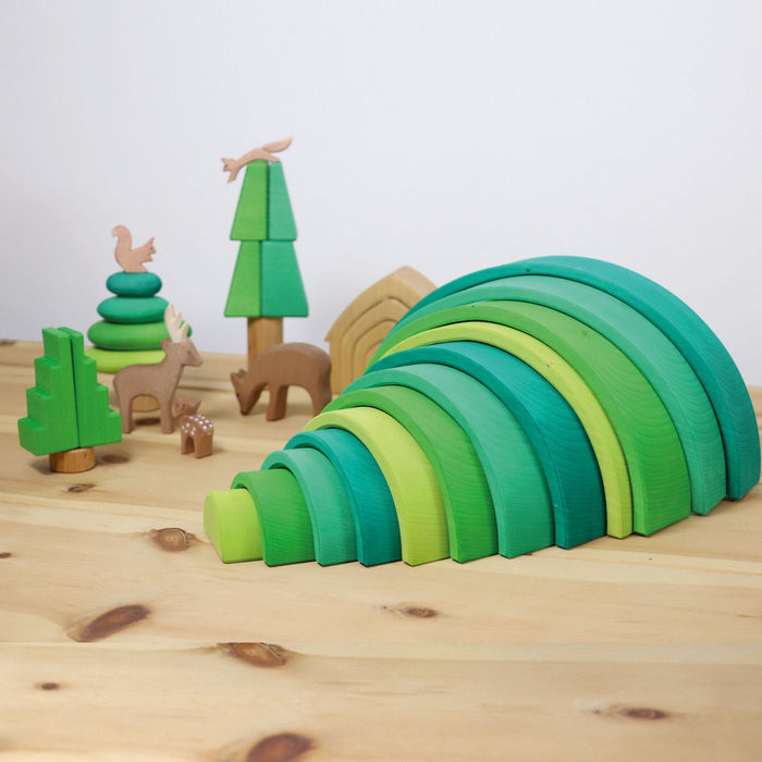 Wooden Building Blocks Grimm's Large Rainbow forest green - 2022 New Item