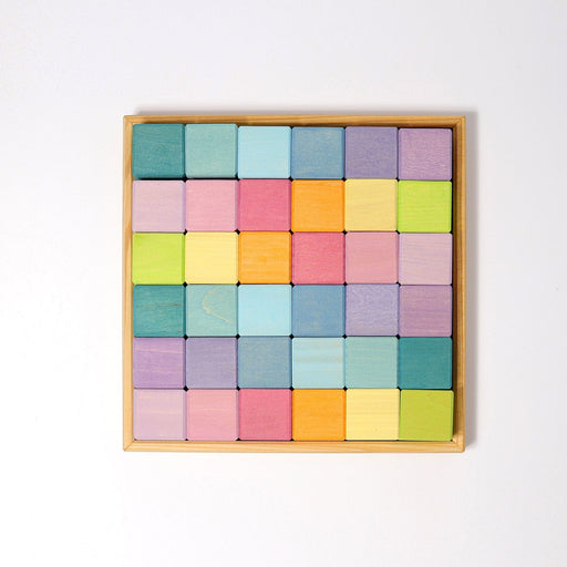 Grimm's Mosaic Pastel 36 pieces - Wooden Building Blocks - Toypark