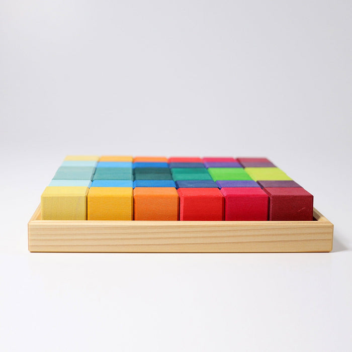 Wooden Building Blocks Grimm’s Mosaic Rainbow 36 pieces