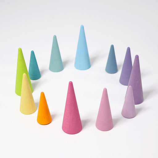 Grimm's Pastel Rainbow Forest 12 Pieces - Loose Parts - Toypark