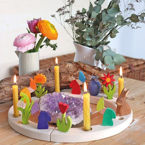 Wooden Toys Grimm's  Pink Flower Candle Holder Decoration