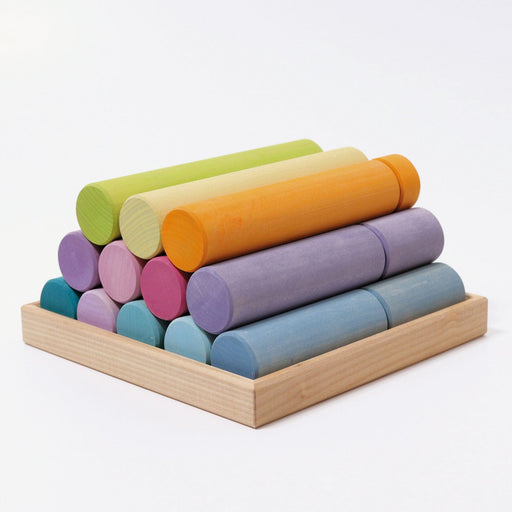 Grimm's Rollers Large Building Set Pastel - Wooden Rainbow - Toypark