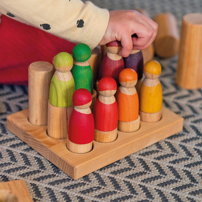 Wooden Building Blocks Grimm’s Rollers Small Sorting Game Natural