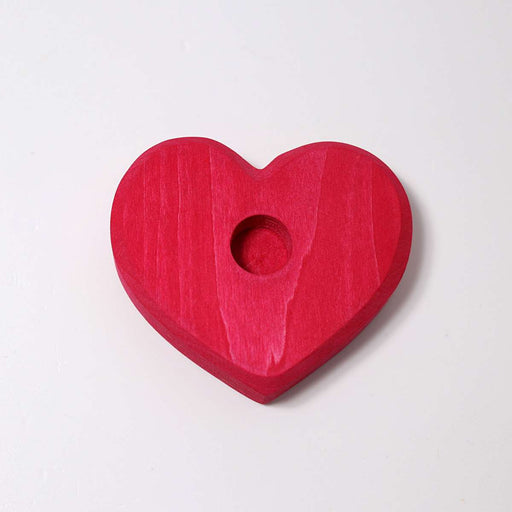 Wooden Toys Grimm's Small Heart Candle Holder - Red