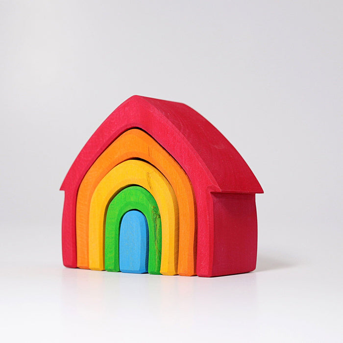 Wooden Building Blocks Grimm’s Stacking House Coloured
