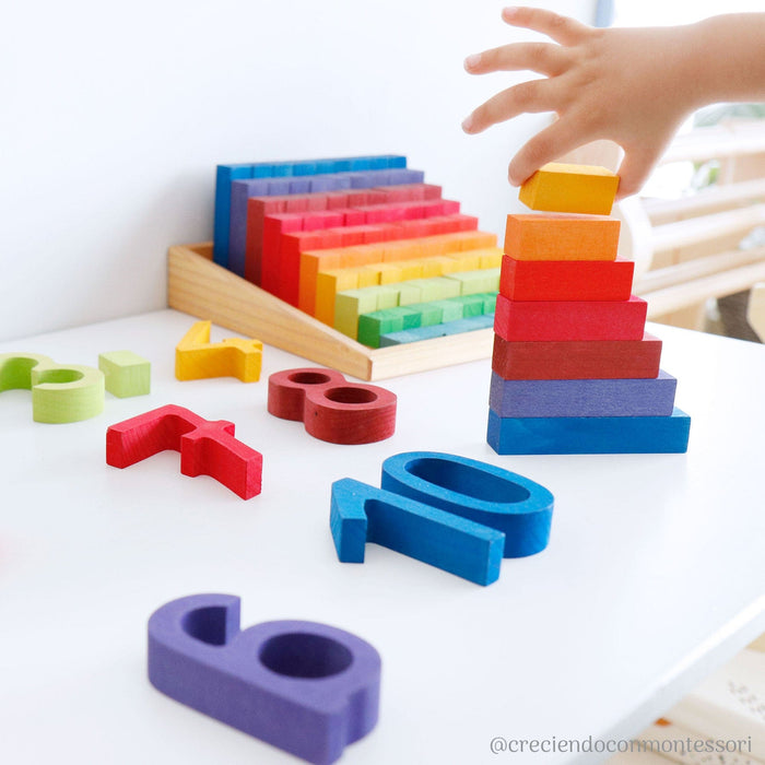 Wooden Building Blocks Grimm’s Stepped Counting Blocks Small