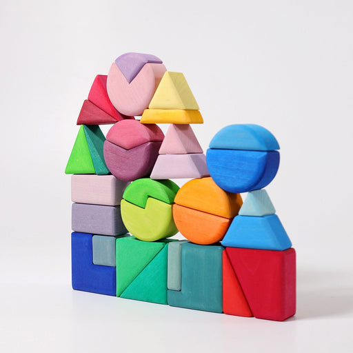 Grimm's Triangle Square & Circle Geometric Shape Blocks - Wooden Building Blocks - Toypark