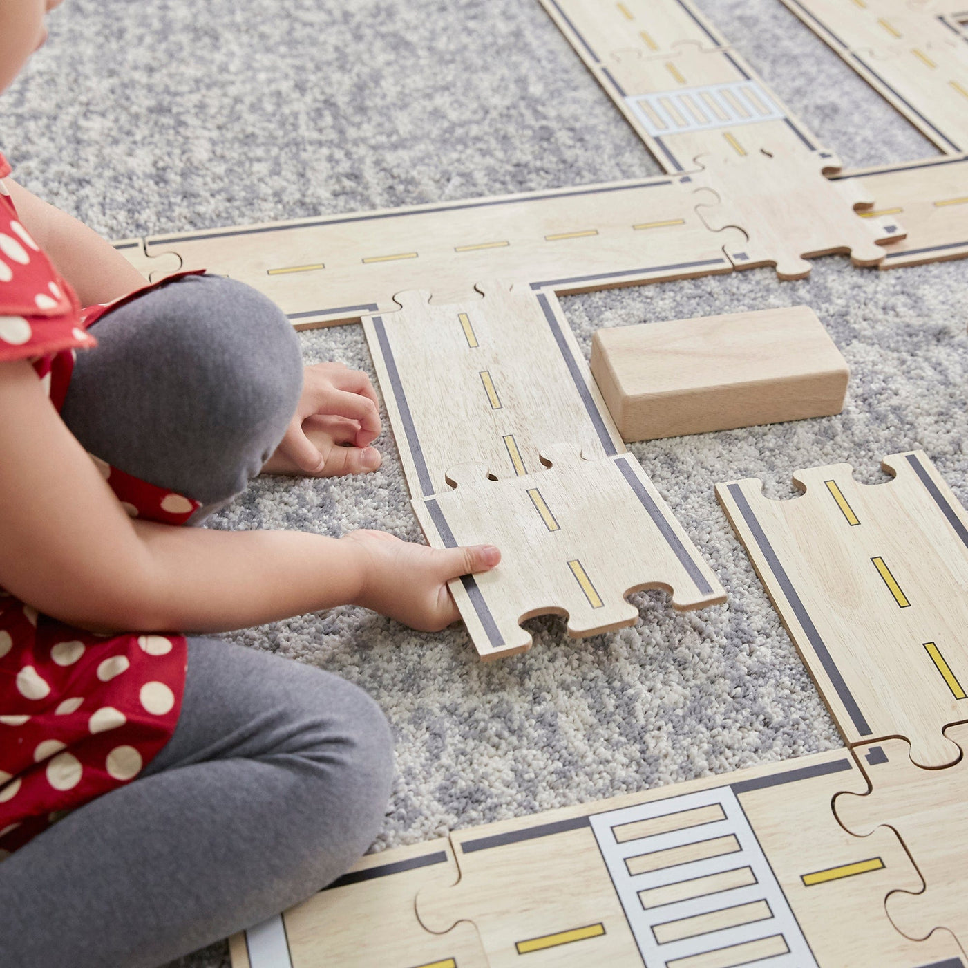 Guidecraft Double-sided Roadway System - 42 pc. set | Wooden Toy Car ...