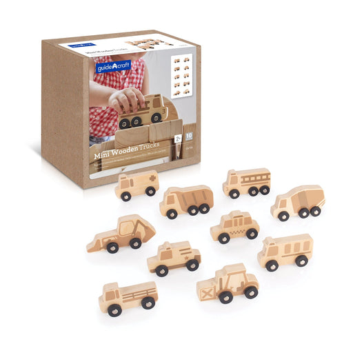 Toy Vehicle Guidecraft Mini Wooden Trucks - Set of 10 716243067266
