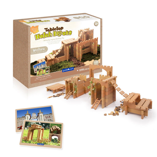 Guidecraft Tabletop Notch Blocks - Western 129 pc. Set - Wooden Blocks - Toypark