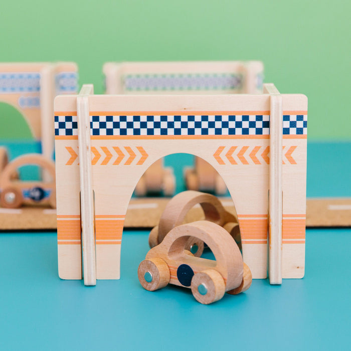 Wooden Building Blocks The Freckled Frog Happy Architect Raceway with Cars