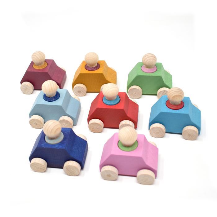 Wooden Toys Lubulona Cars with figures, 8 pack