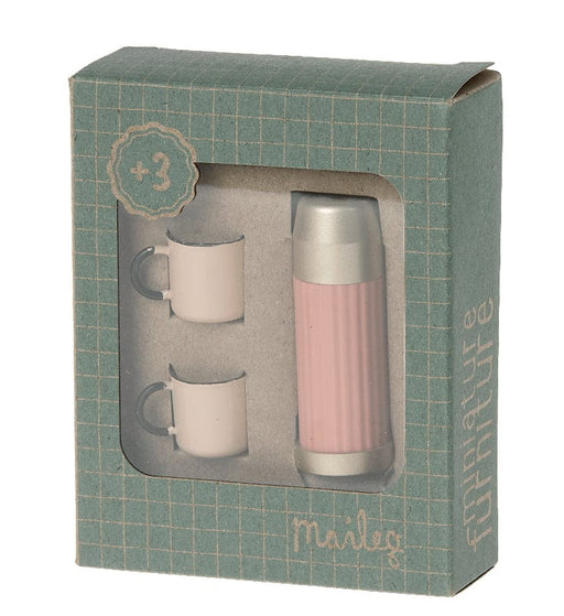 Maileg Miniature Thermos And Cups Coral - Dolls Toys - Toypark