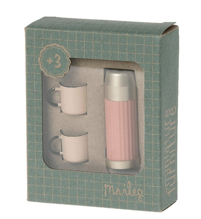 Dolls Toys Maileg Miniature Thermos And Cups Coral - 2022 New Item 5707304119975