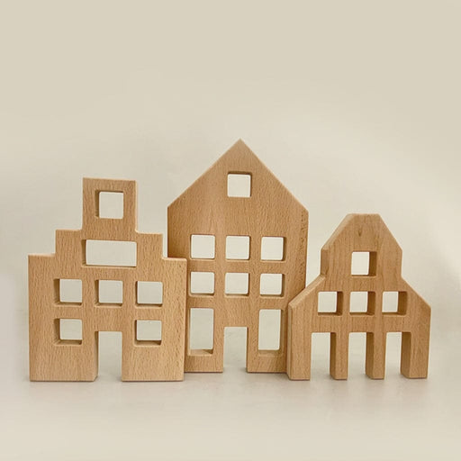Building Blocks Papoose Toys - Dutch Wood Houses (3 Piece Set)