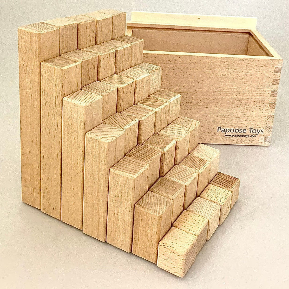 Papoose Natural Steps 35 Piece | Building Blocks | Toypark Australia