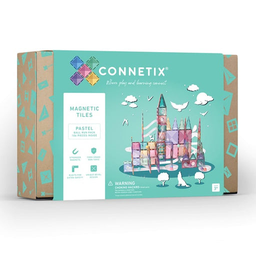 Connetix 106 Piece Pastel Ball Run Pack - Magnetic Tiles - Toypark