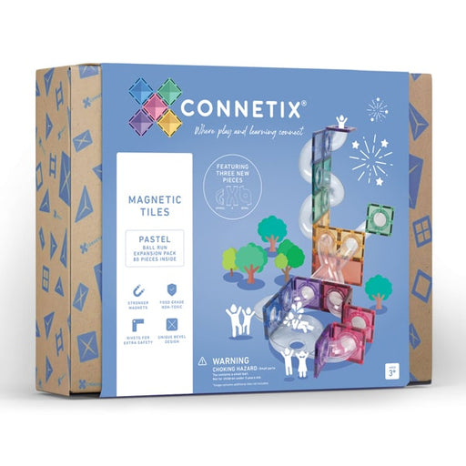 Connetix 80 Piece Pastel Ball Run Expansion Pack - Magnetic Tiles - Toypark