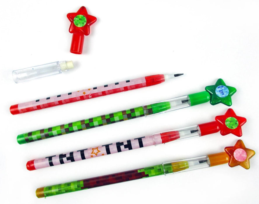 Tiny Mills Kids stationery Tiny Mills - Pixels Mine Crafter Themed Multi Point Pencils (24pcs) MNPF24-PIX