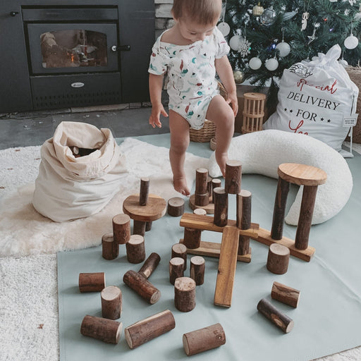 QToys Tree Blocks 106 pcs - Wooden Building Blocks - Toypark