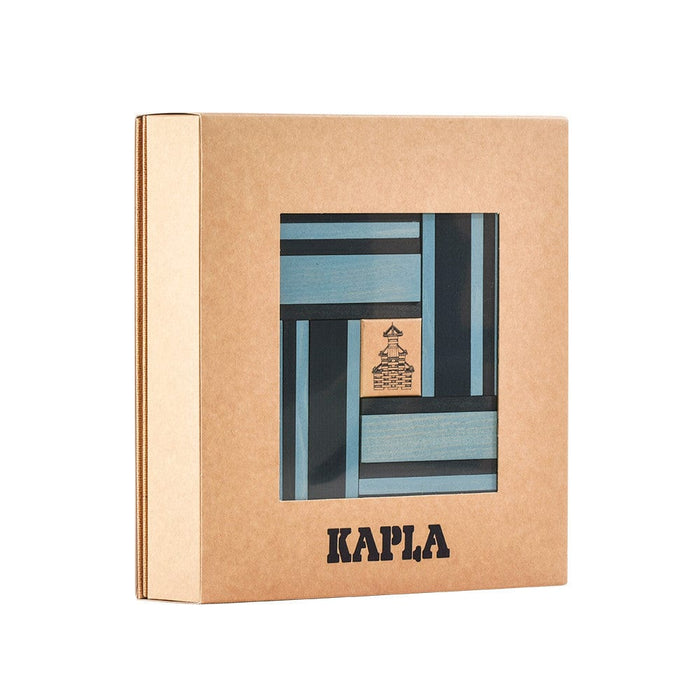 Wooden Building Blocks Kapla Book and Colours - Light Blue/Dark Blue