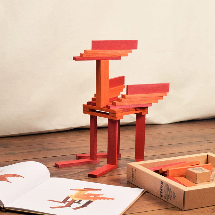 Wooden Building Blocks Kapla Books and Colours - Red/Orange