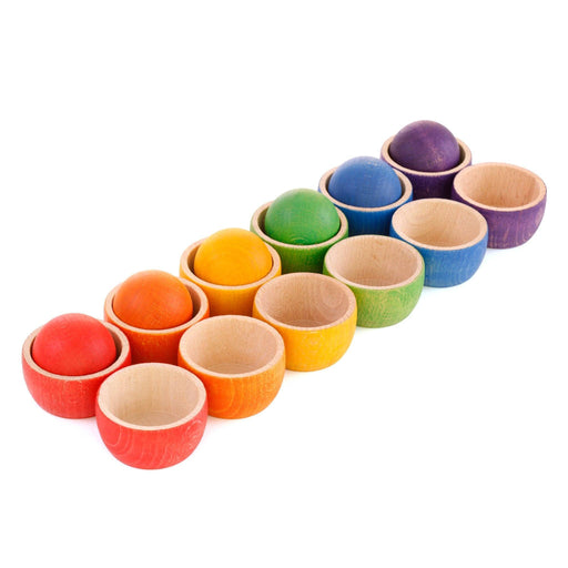 Wooden Toys Grapat Rainbow Coloured Bowls & Balls