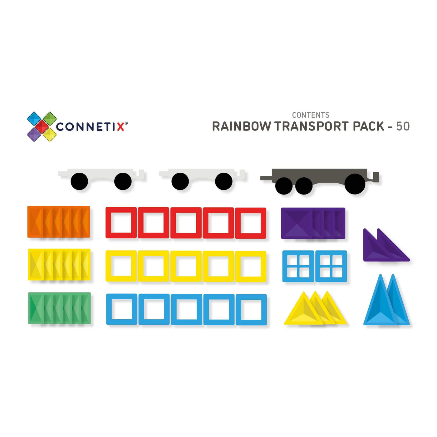 Connetix Rainbow 50 Piece Transport Pack | Magnetic Tiles | Toypark ...