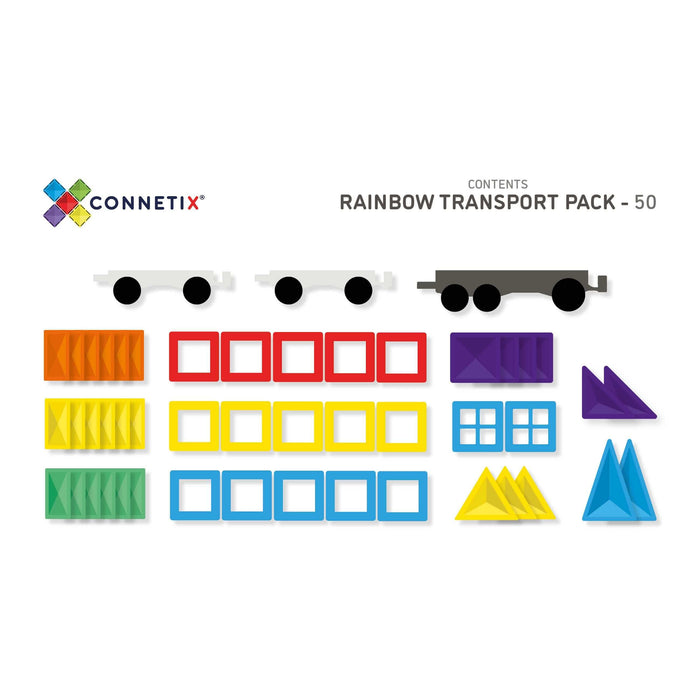 CONNETIX Magnetic Tiles Rainbow Transport Pack, 50 Guadeloupe CONNETIX Magnetic Tiles Rainbow Transport Pack, 50 Guadeloupe