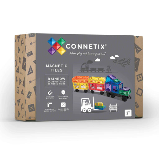 Magnetic Tiles Connetix Tiles Rainbow 50 Piece Transport Pack