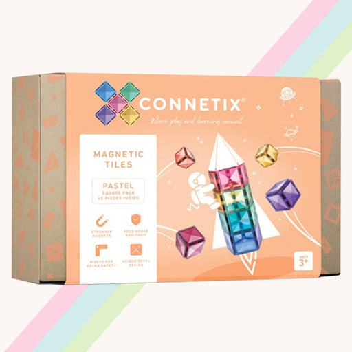 MagneticTiles Connetix Tiles 40 Piece Pastel Square Pack - 2022 New Release 850036293132