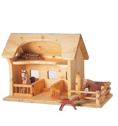 Dolls Toys Drei Blatter Wooden Farm Barn with Stable