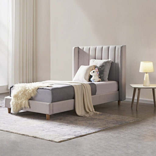 Bed My Duckling KARA Kids Single Upholstered Bed - Light Grey