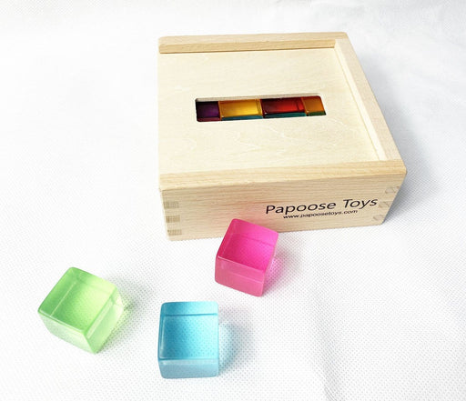Papoose Toys Bright Lucite Cubes/16pc 704537401582