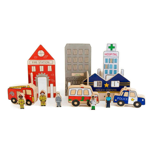 Freckled Frog Happy Architect Emergency Set - Wooden Blocks - Toypark
